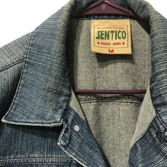 Vintage 70s Pinstripe Denim Jacket - Sentico the Legendary Jean Jacket Size: M - Picture 3 of 7